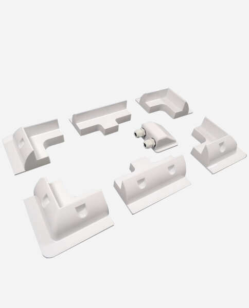 enjoysolar&reg; ABS Mounting Bracket Kit: Cable Entry & Corner Brackets & Side Brackets White