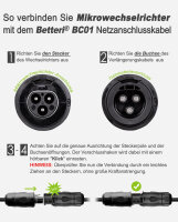 enjoy solar&reg; 10m; 3*2,0mm&sup2; Mikrowechselrichter Netz Anschlusskabel Betteri&reg; BC01 auf Schuko