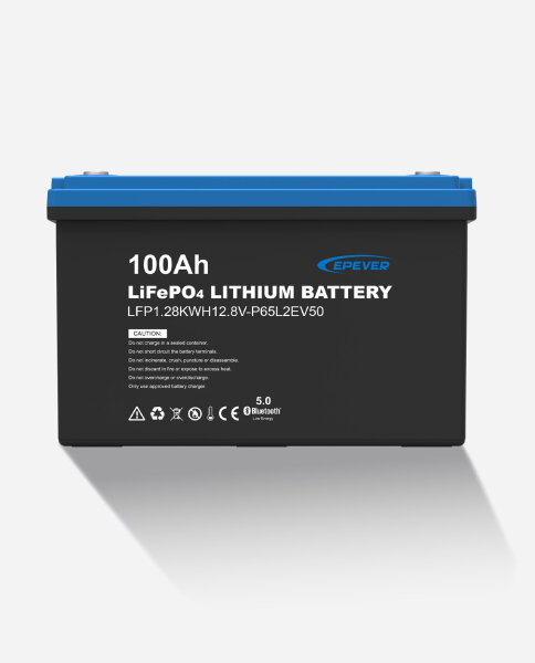 EPEVER&reg; Lithium Battery LiFePO4 Batteries 12,8V 100Ah &ndash; integrated BMS, Self-heating function under 0&deg;C, A-Grade LiFePO4-Cells