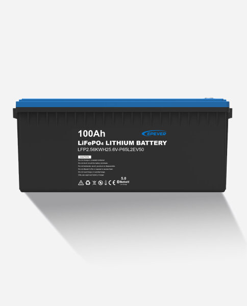 EPEVER&reg; Lithium Batterie LiFePO4 Batterien 25,6V 100Ah &ndash; integrierte BMS, Selbstheizung unter 0&deg;C, A-Klasse LiFePO4-Zellen