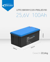 EPEVER&reg; Lithium Batterie LiFePO4 Batterien 25,6V 100Ah &ndash; integrierte BMS, Selbstheizung unter 0&deg;C, A-Klasse LiFePO4-Zellen
