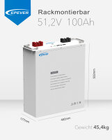 EPEVER&reg; Lithium Battery LiFePO4 Batteries 51.2V 100Ah &ndash; integrated BMS, A-Grade LiFePO4-Cells, Rack-mountable - (0% Mwst)