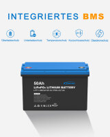EPEVER&reg;  LiFePO4 Batteries 25,6V 50Ah &ndash;205Ah integrated BMS, Self-heating function under 0&deg;C, A-Grade LiFePO4-Cells-  - (0% Mwst)