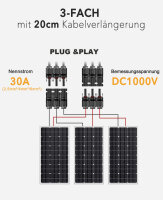 enjoy solar&reg; Solar Stecker 3Fach mit 20cm Kabelverl&auml;ngerung